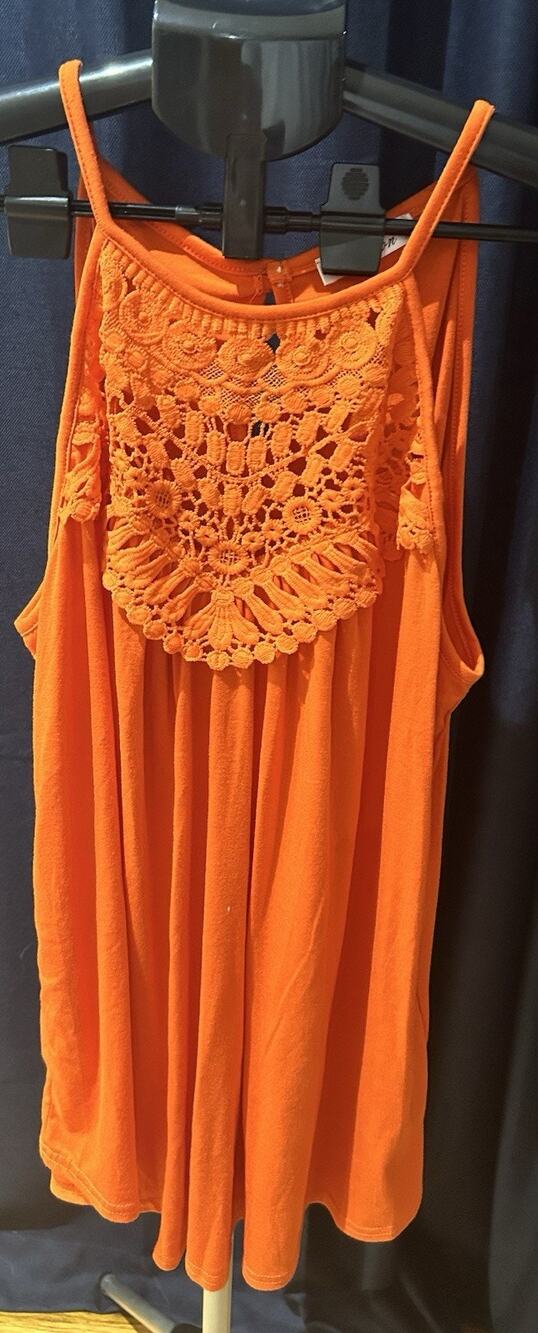 Fashion Orange Crochet Front Tank WOmen's size XL